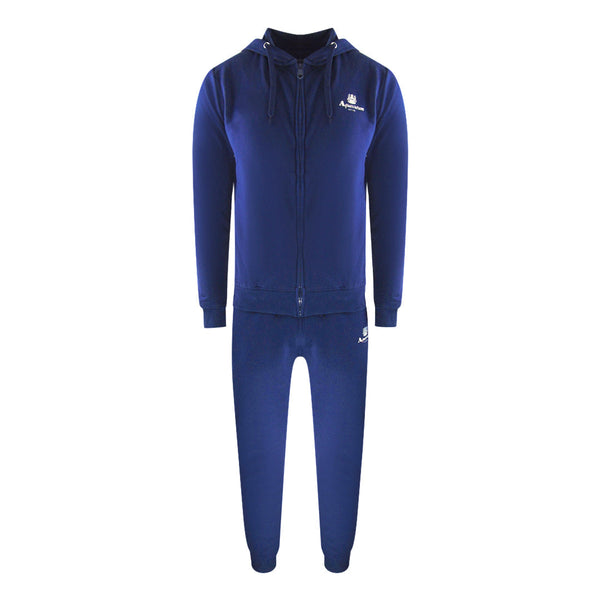 Aquascutum Aa_Ow04_St004Ogo Zf Hoodie Navy St004 Navy Blue Zip Hoodie And Track Pants Set Male